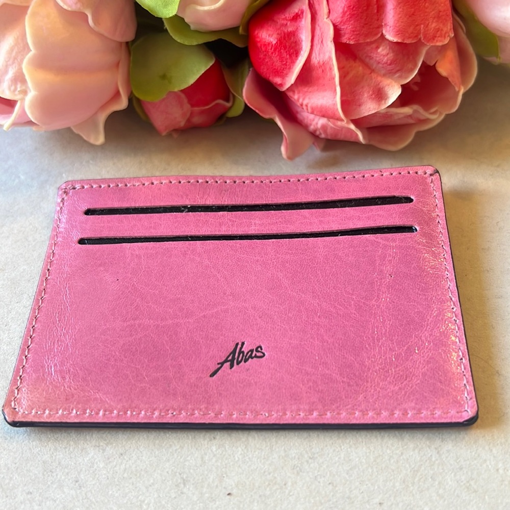 Abas Pink Leather Credit Card Wallet Sleeve